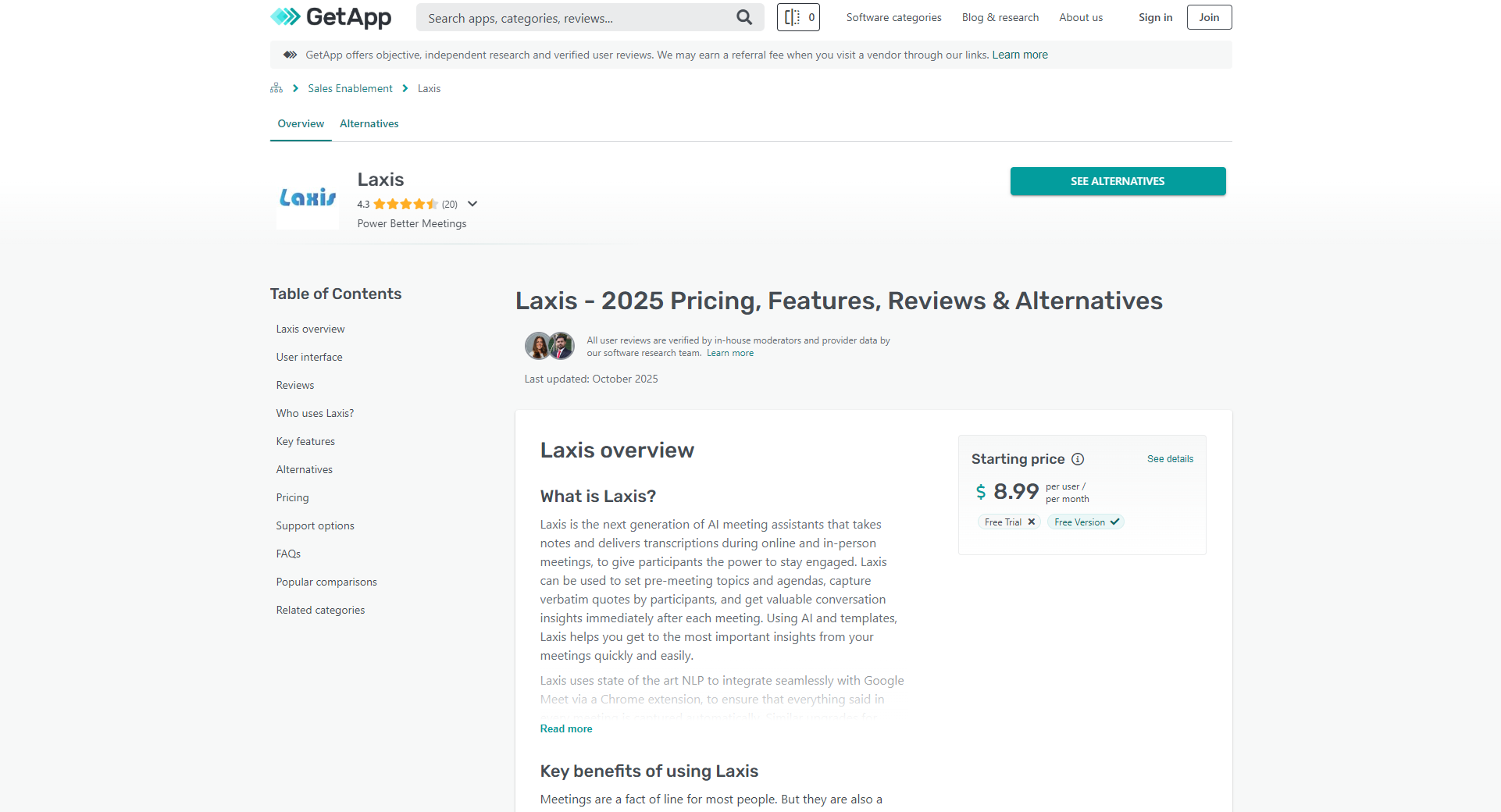 Laxis GetApp评分截图