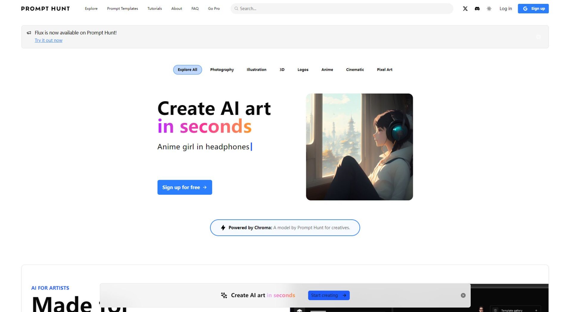 Prompt Hunt官网首页