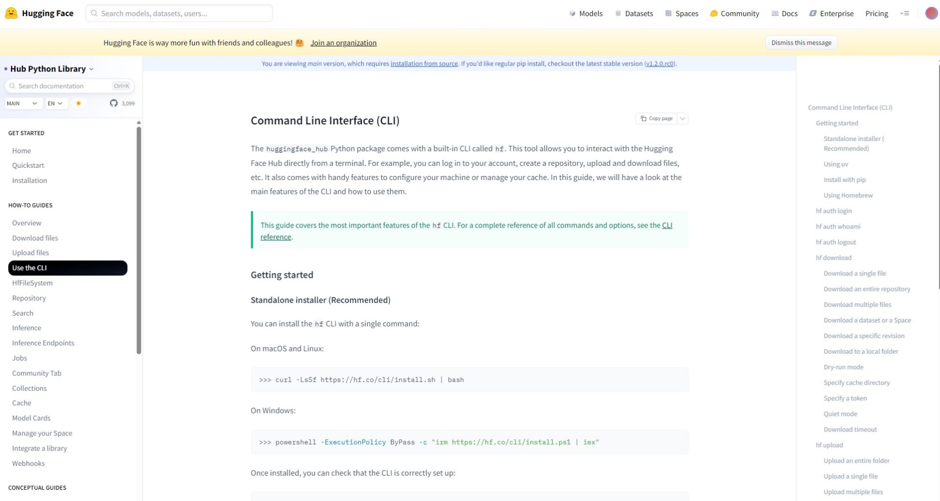 huggingface-cli 页面