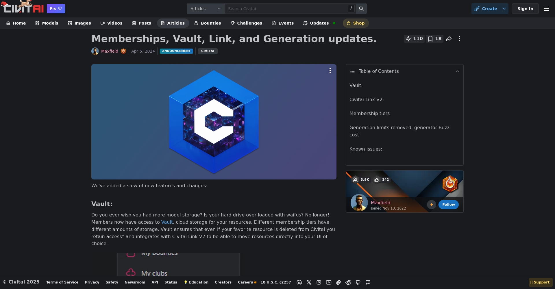 Civitai会员政策页面