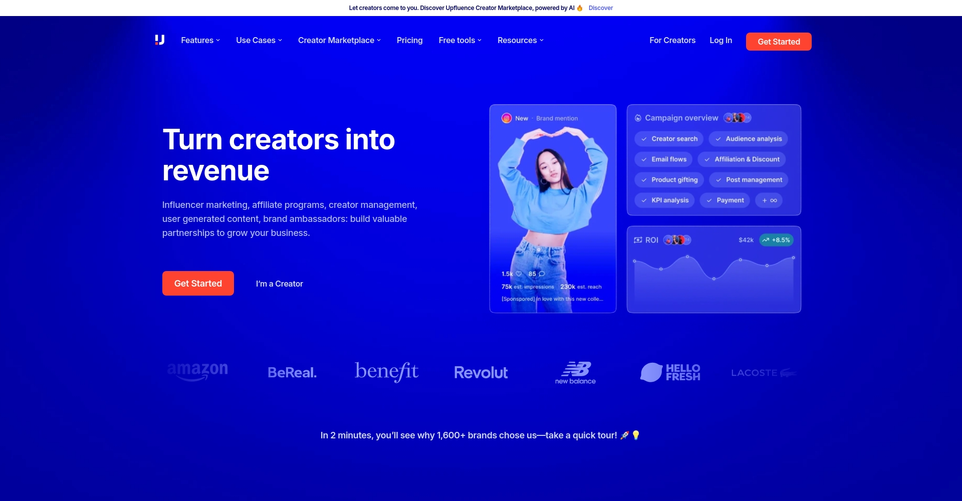 Upfluence官网界面