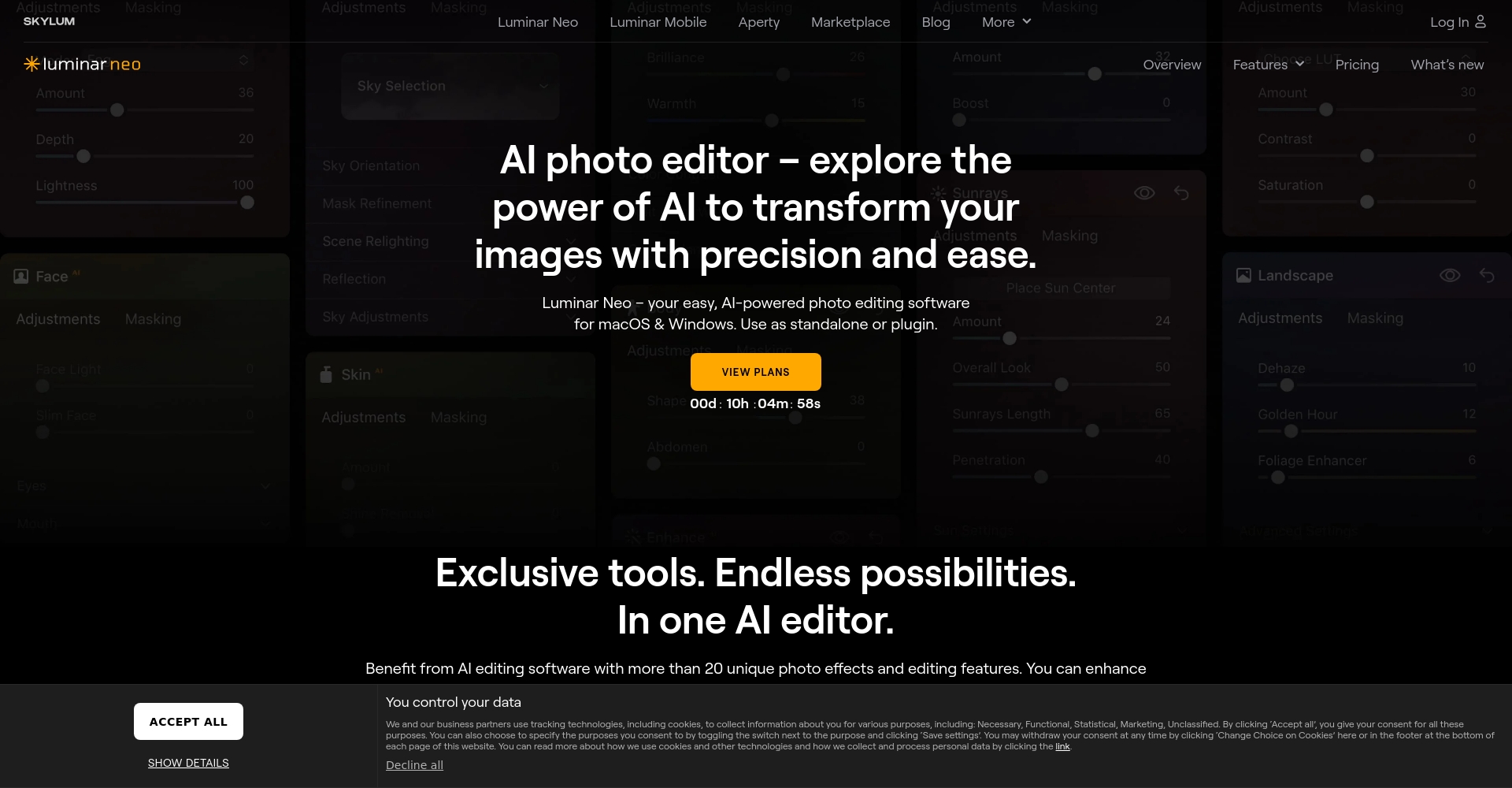 Luminar AI软件官网截图