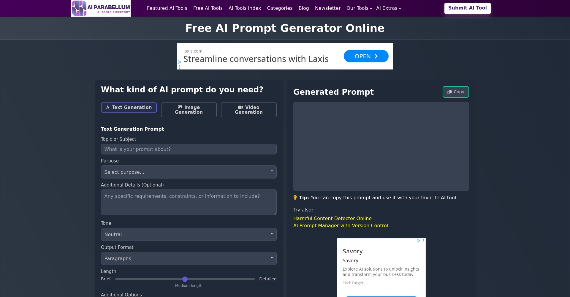 AI Parabellum Prompt Generator官网截图