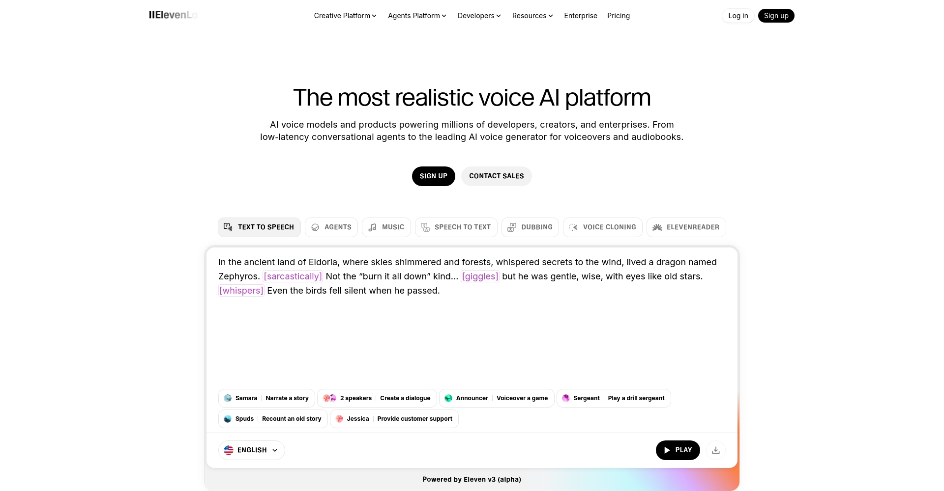 ElevenLabs官网界面