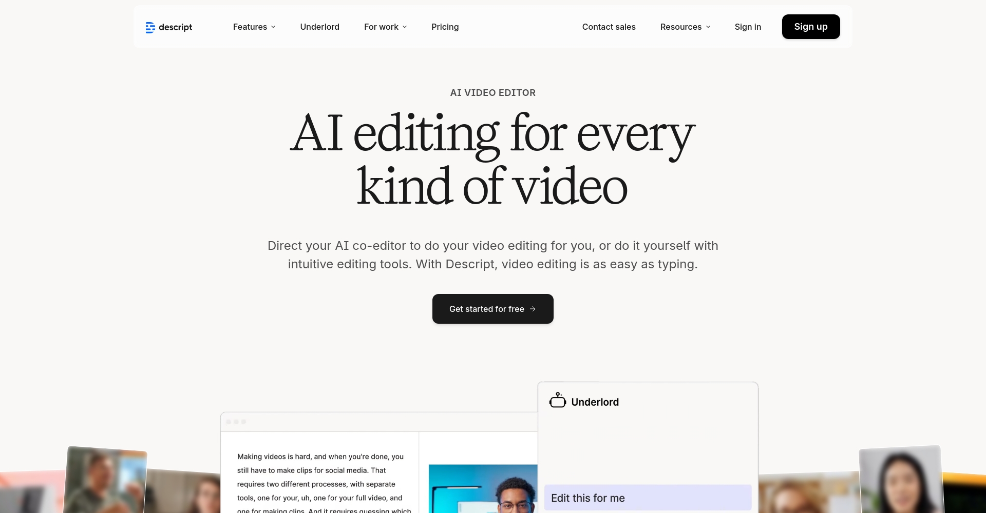 Descript官网界面