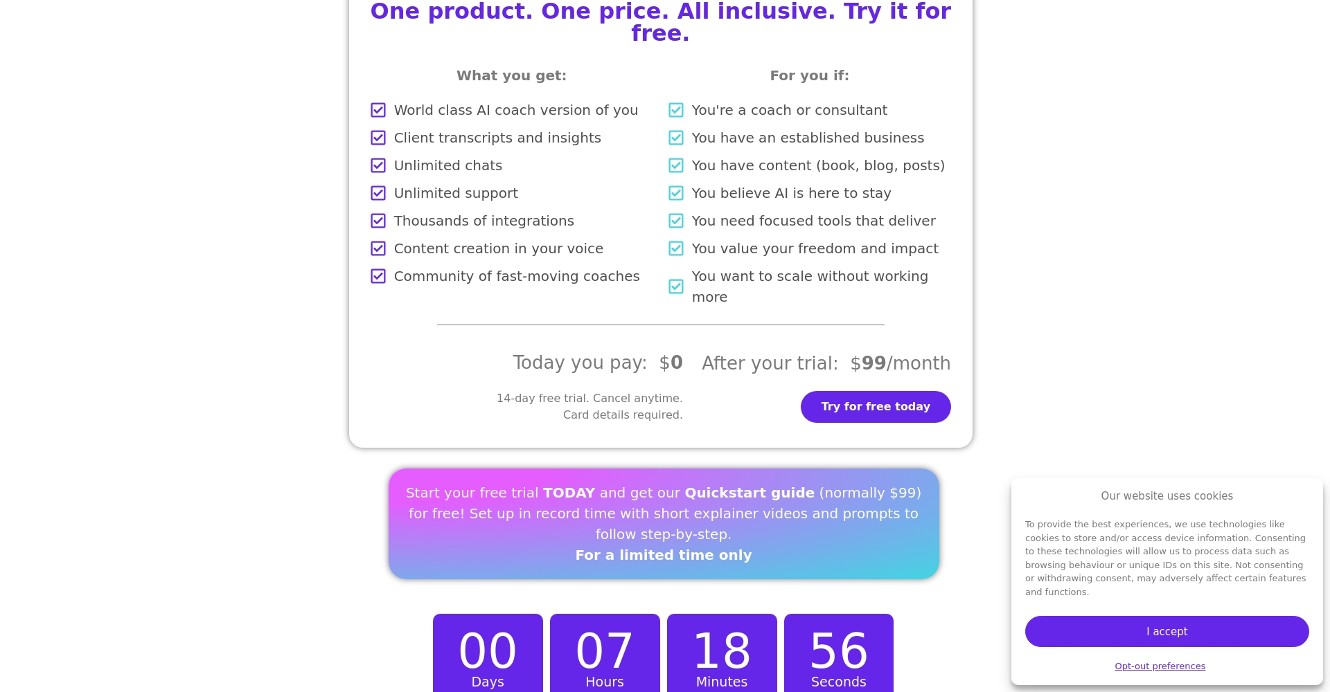 Coachvox AI价格页面