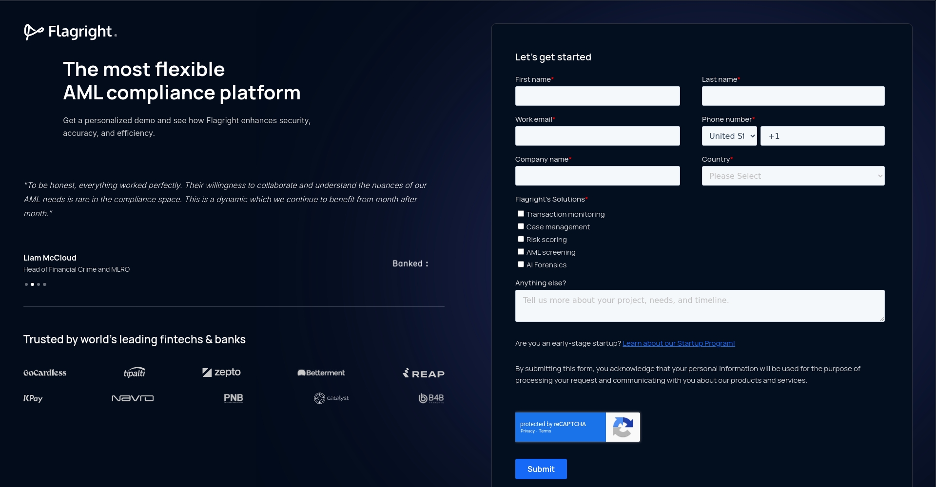 Flagright价格方案页面