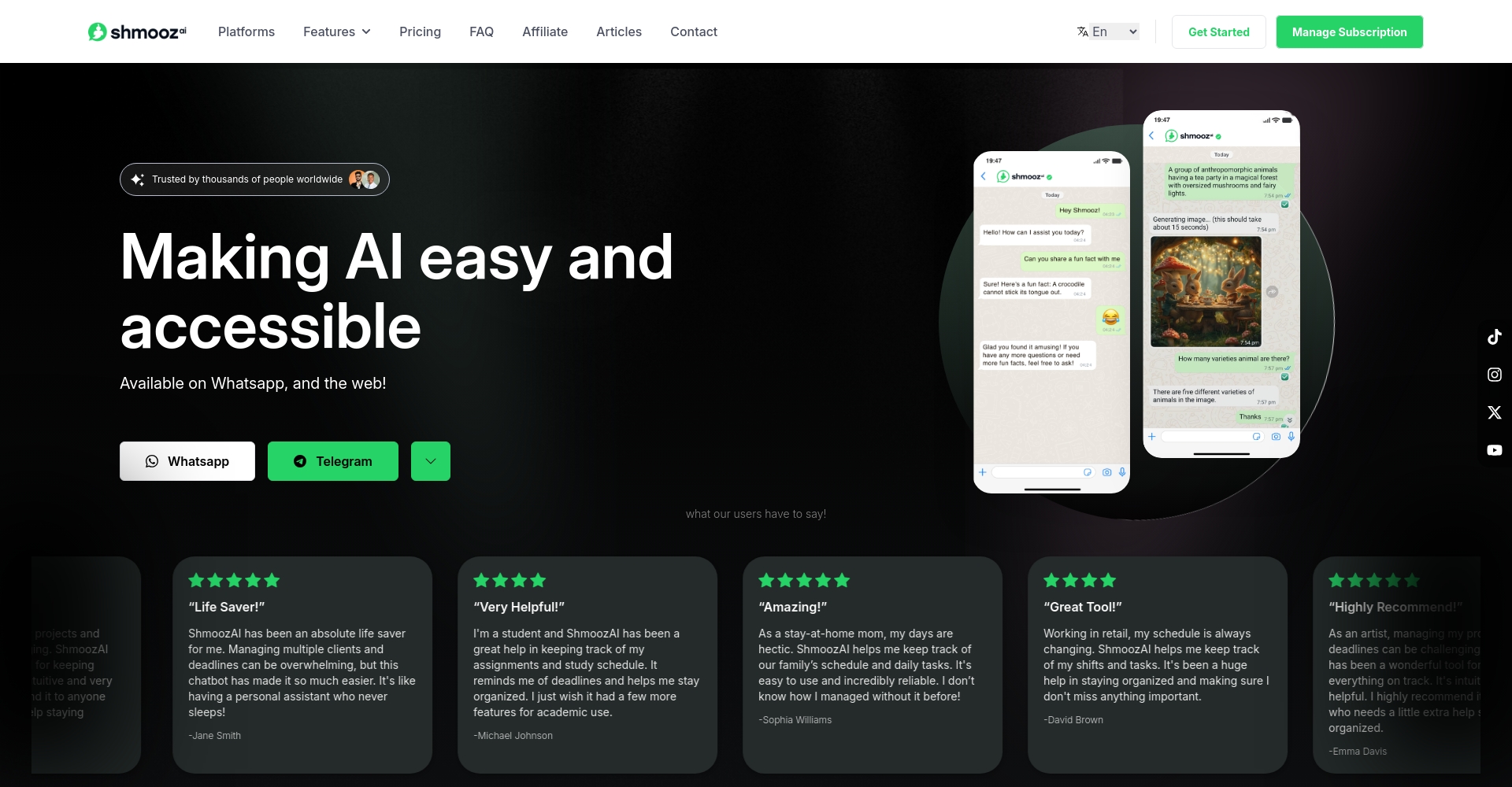 Shmooz AI 官网界面