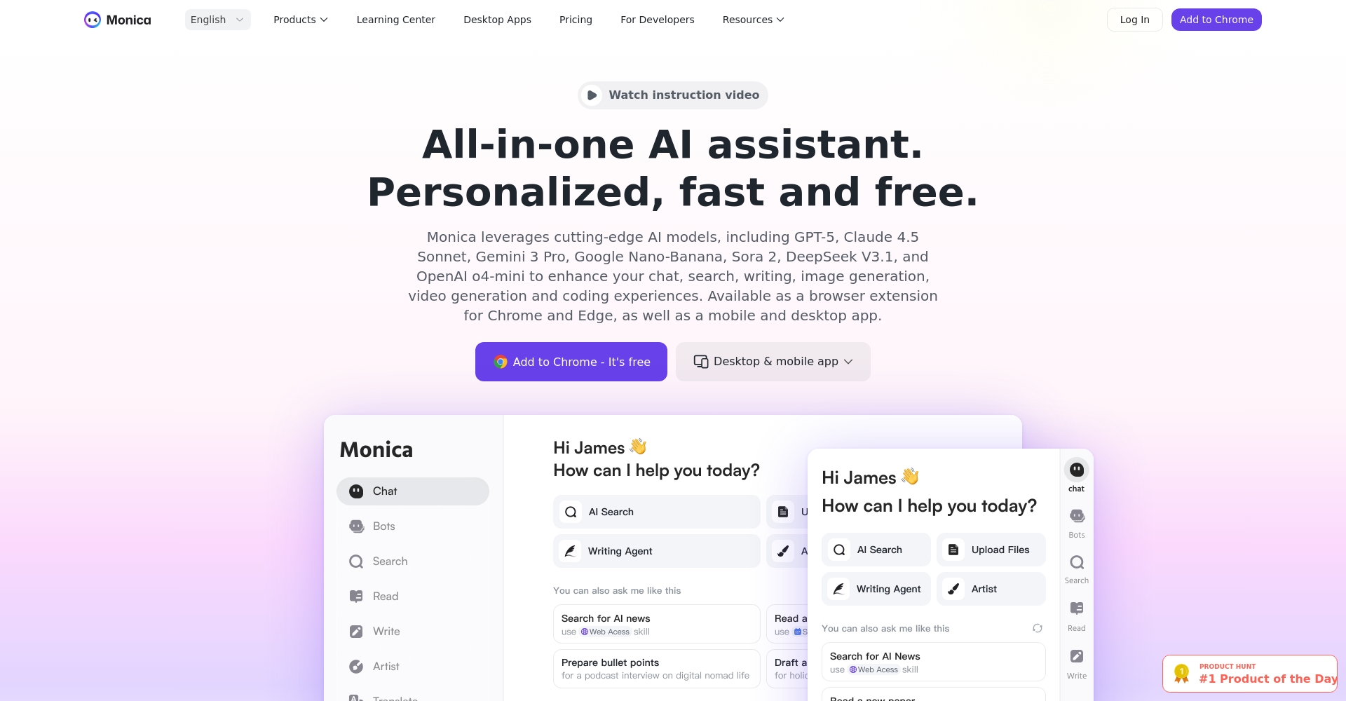 Monica GPT官网界面