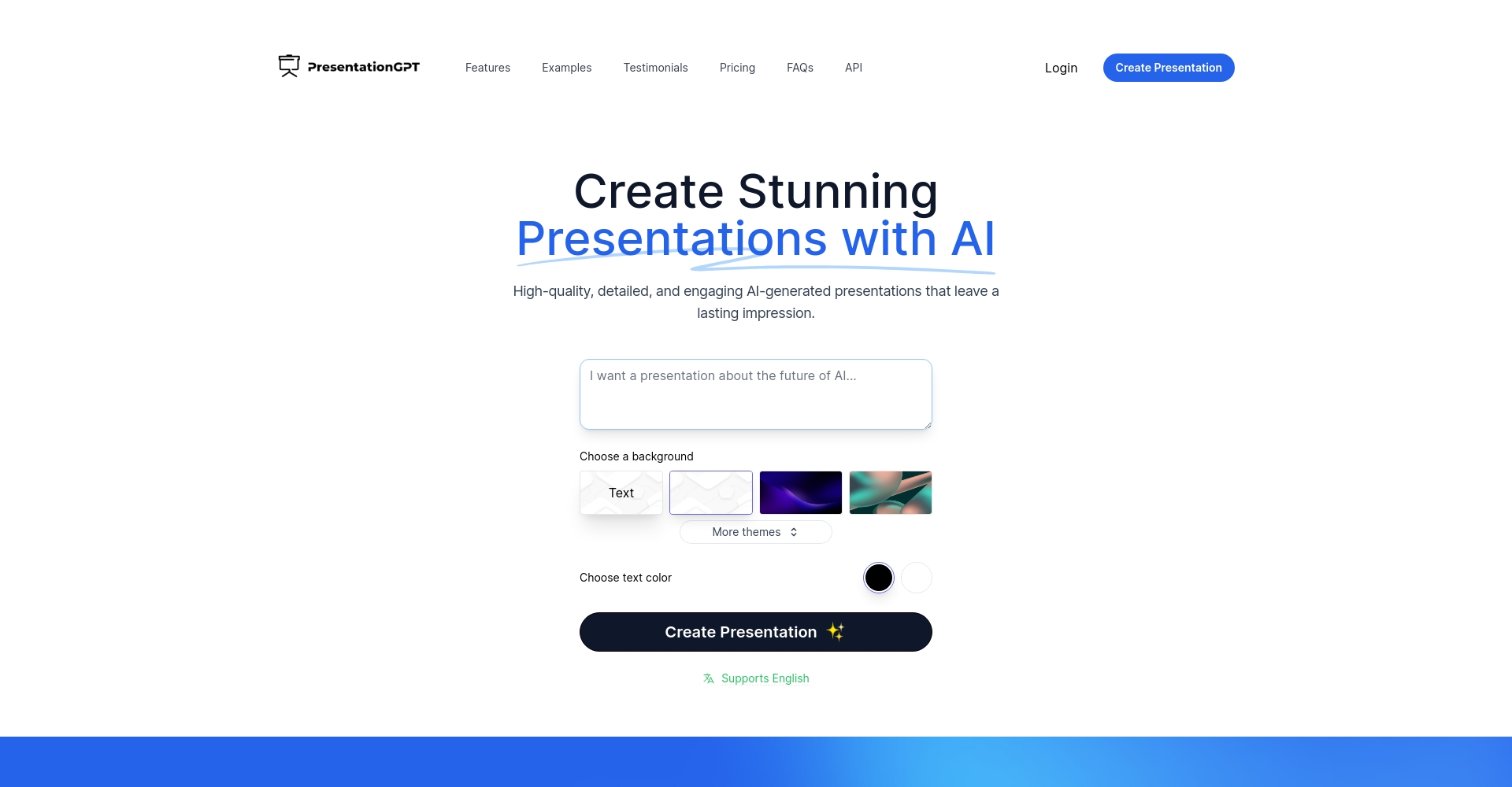 PresentationGPT官网界面