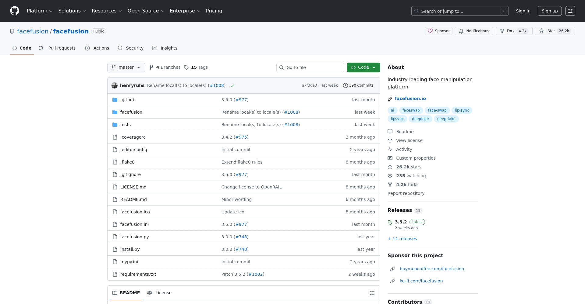 FaceFusion项目运行界面