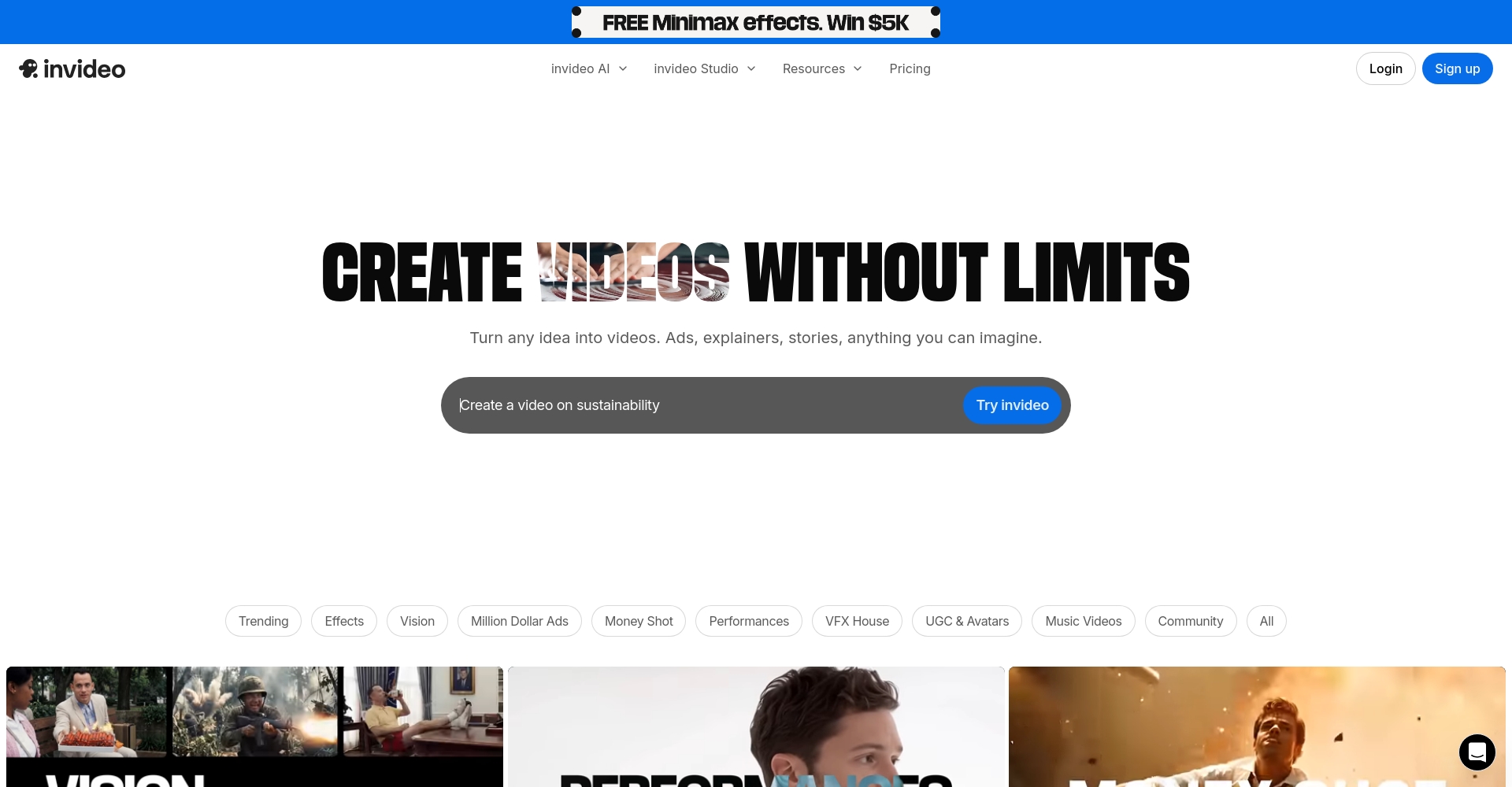 InVideo模板库界面