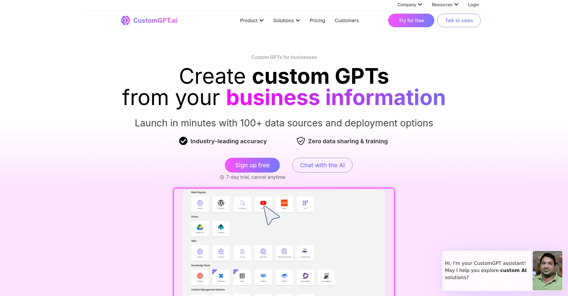 CustomGPT官网界面