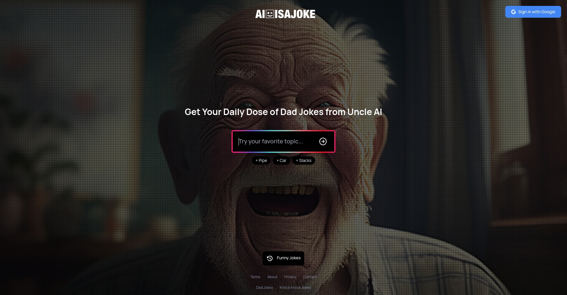 Uncle A.I.人工智慧笑话平台官网页面截图