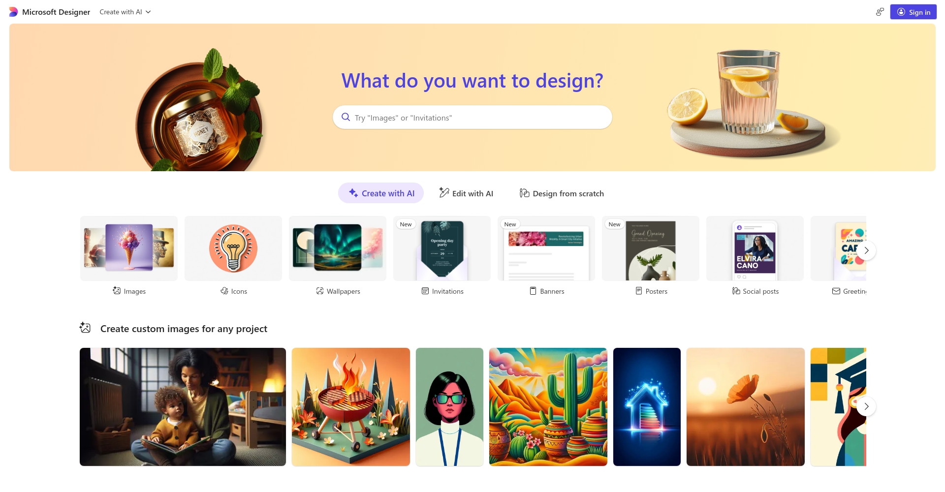 Microsoft Designer操作界面