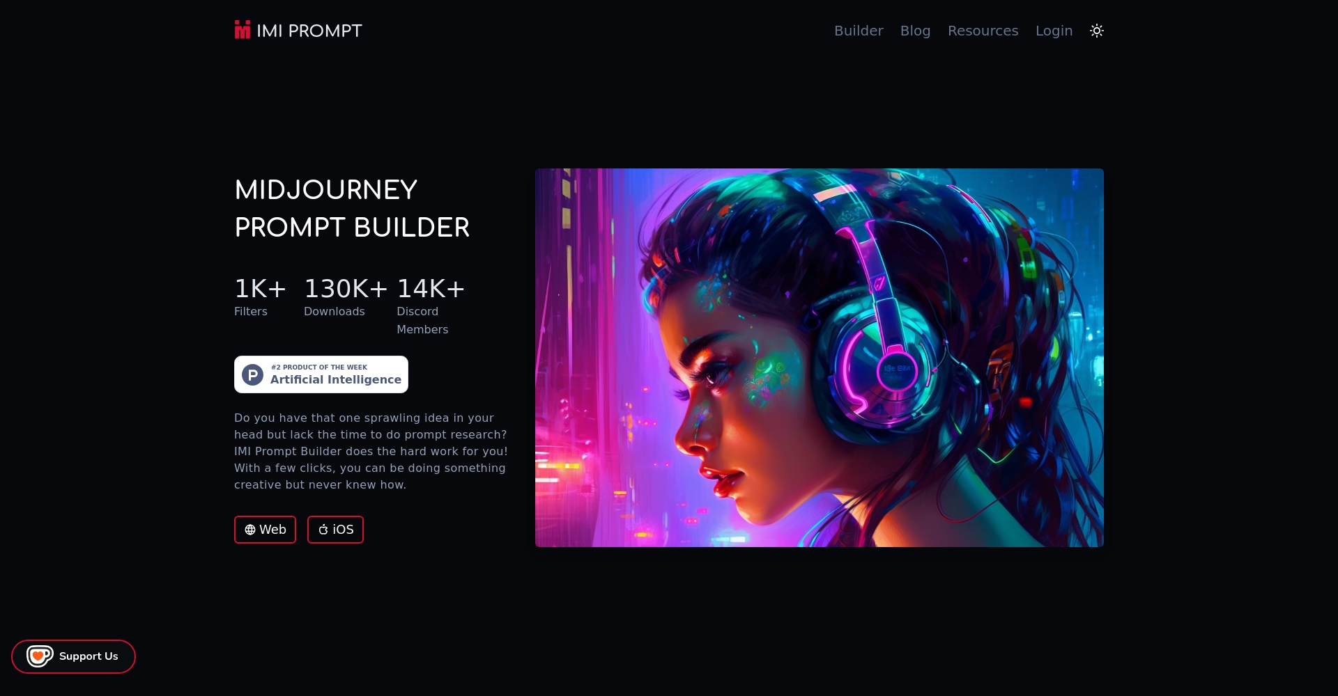 IMI PROMPTAI绘画提示词生成器界面