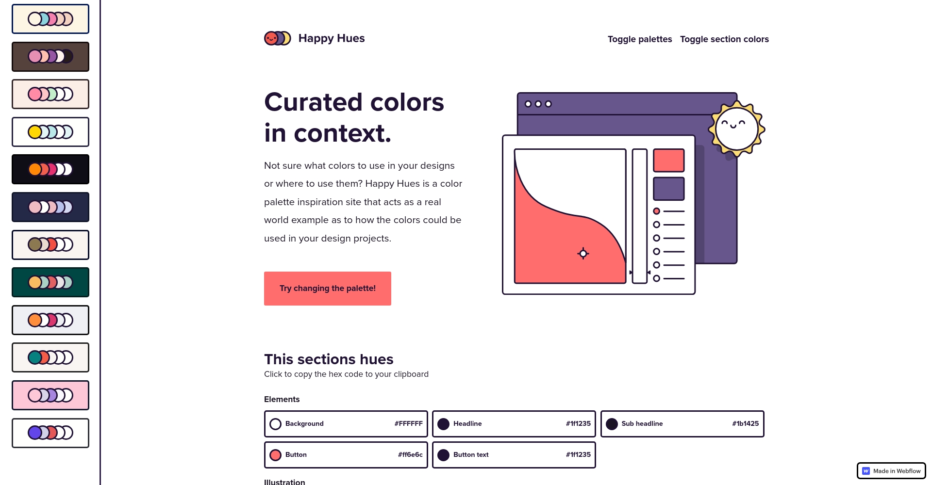 Happy Hues实际网页配色案例