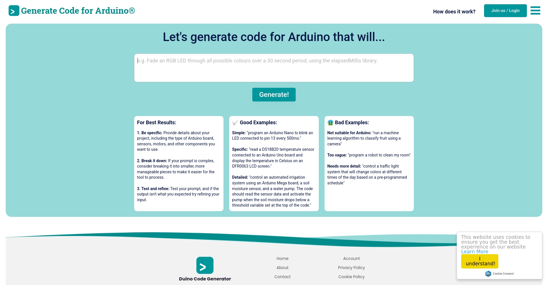 Duino Code Generator官网界面