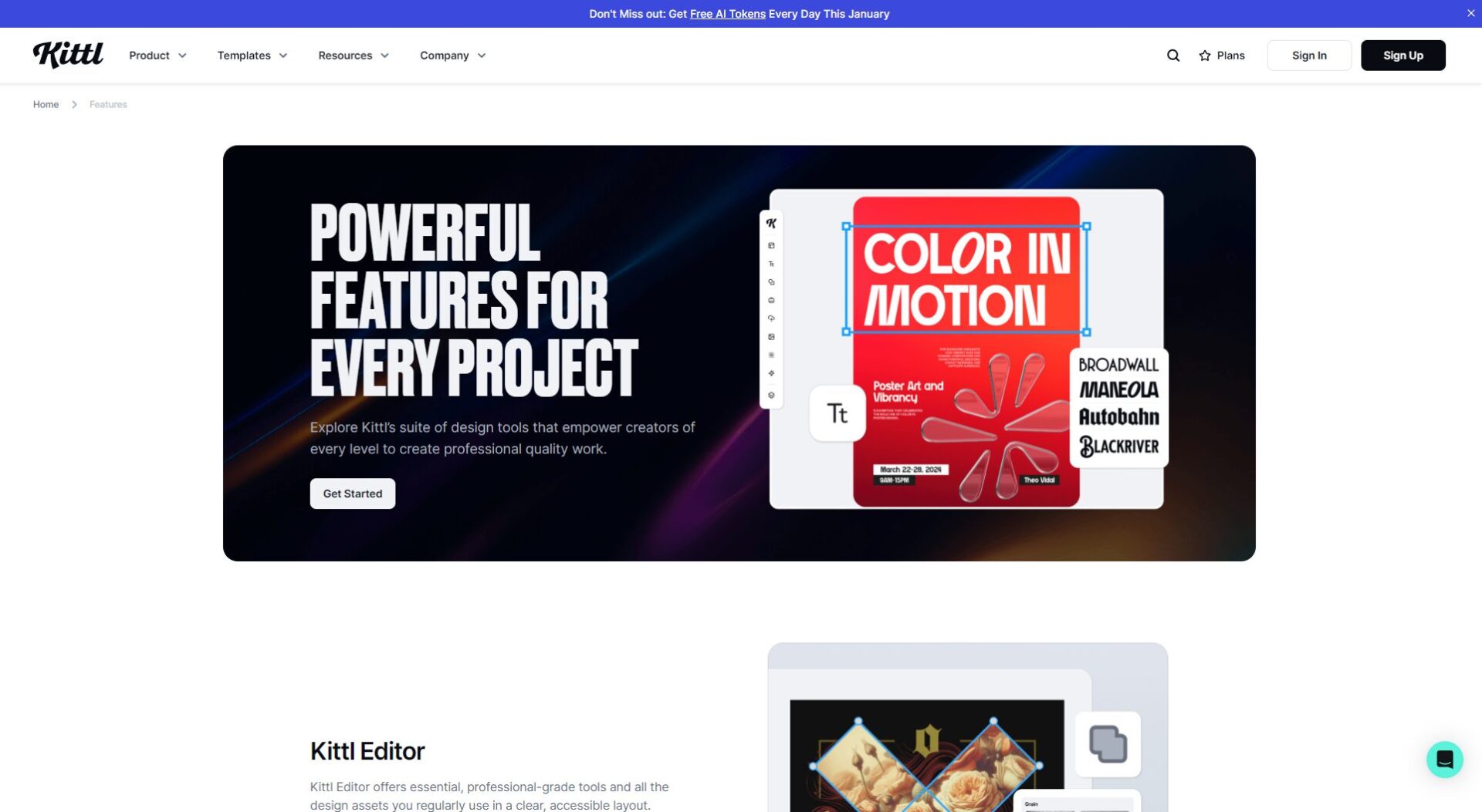 kittl ai功能介绍页