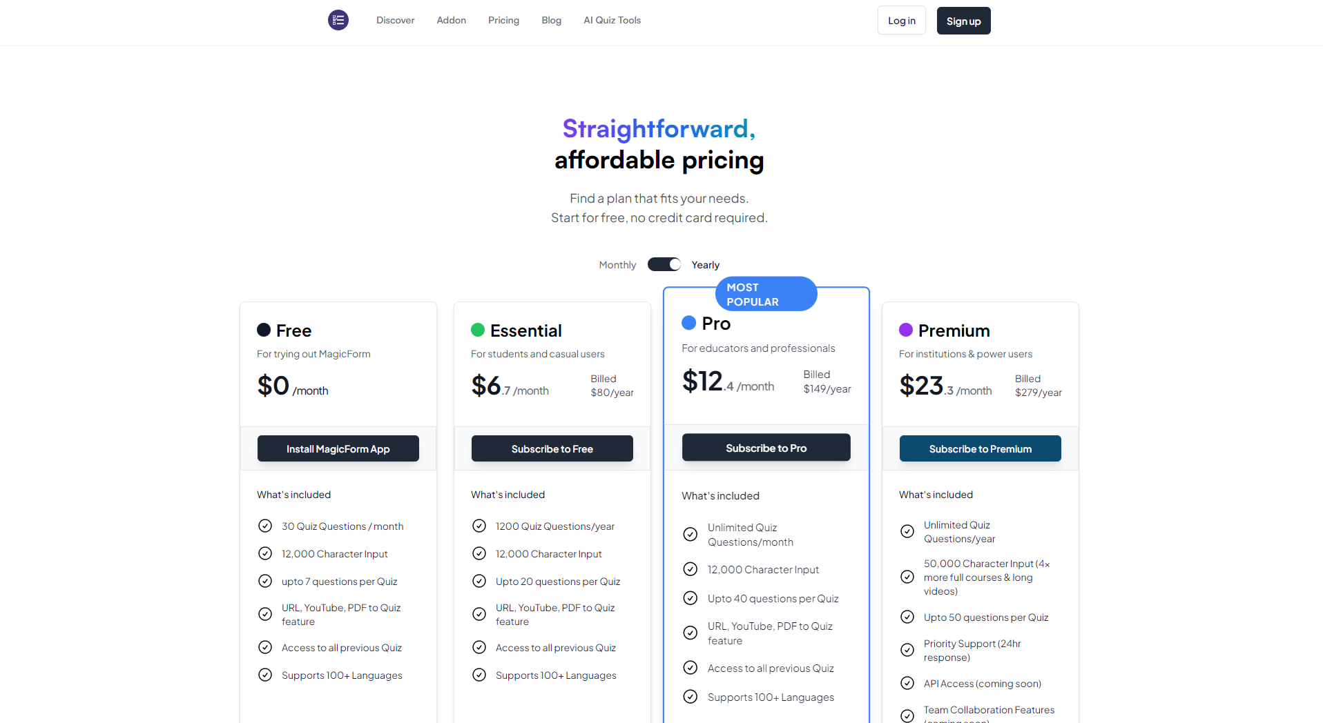 MagicForm.app价格页