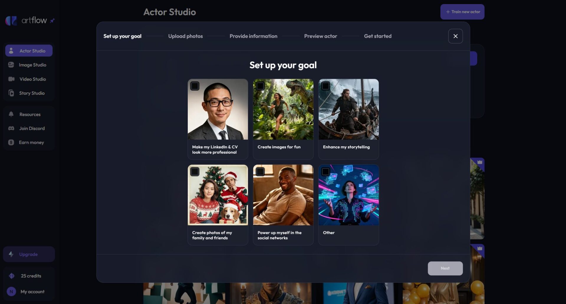 Artflow AI头像生成引导