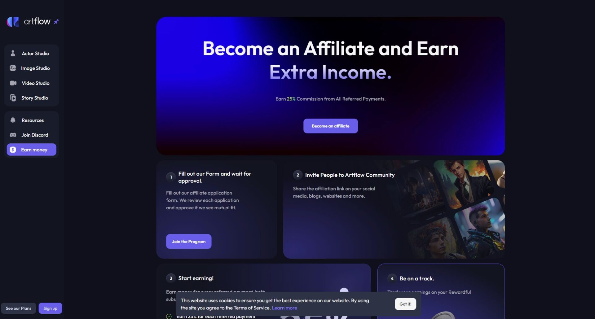 Artflow AI官网截图