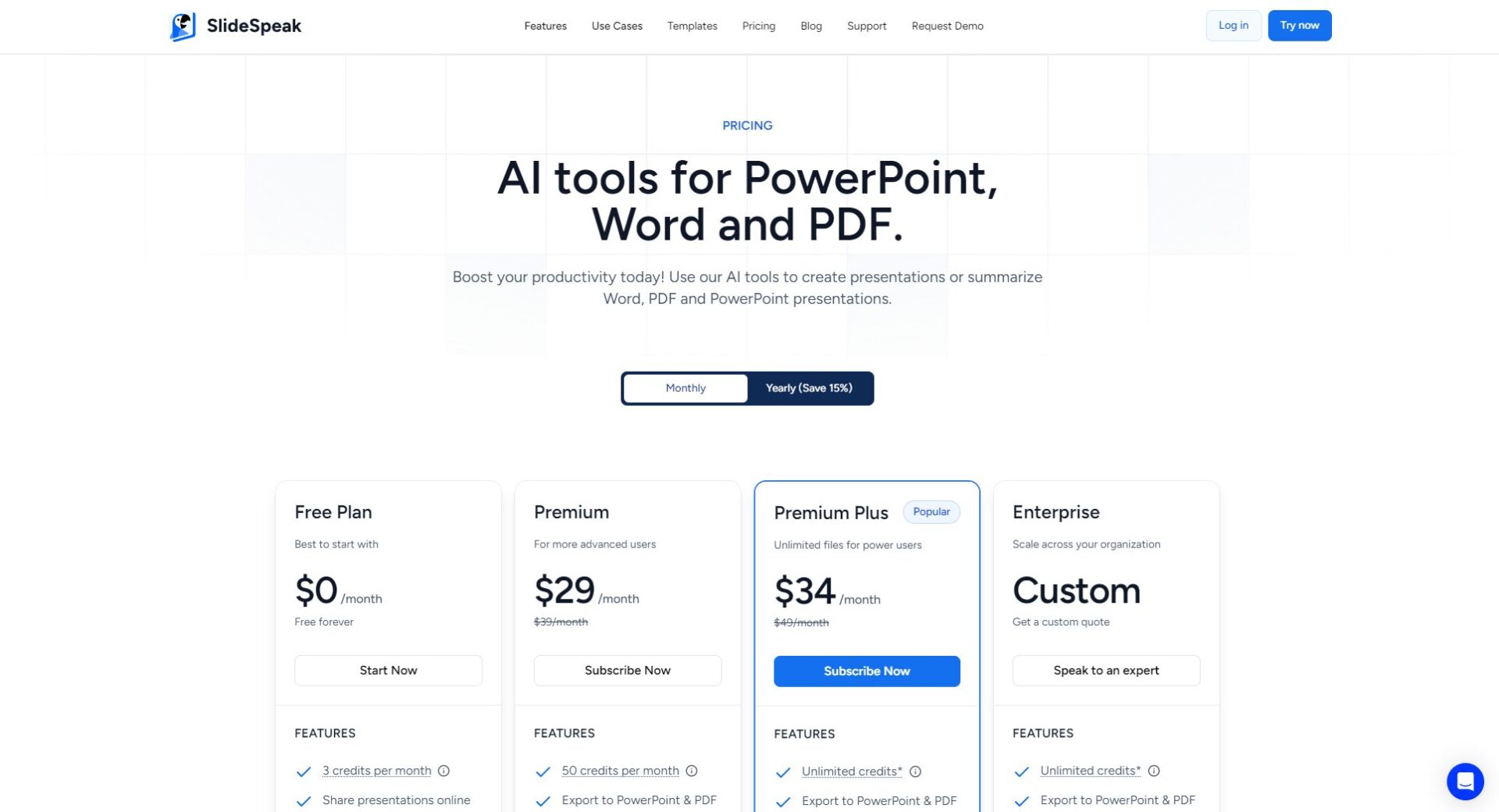 slidespeak产品方案定价