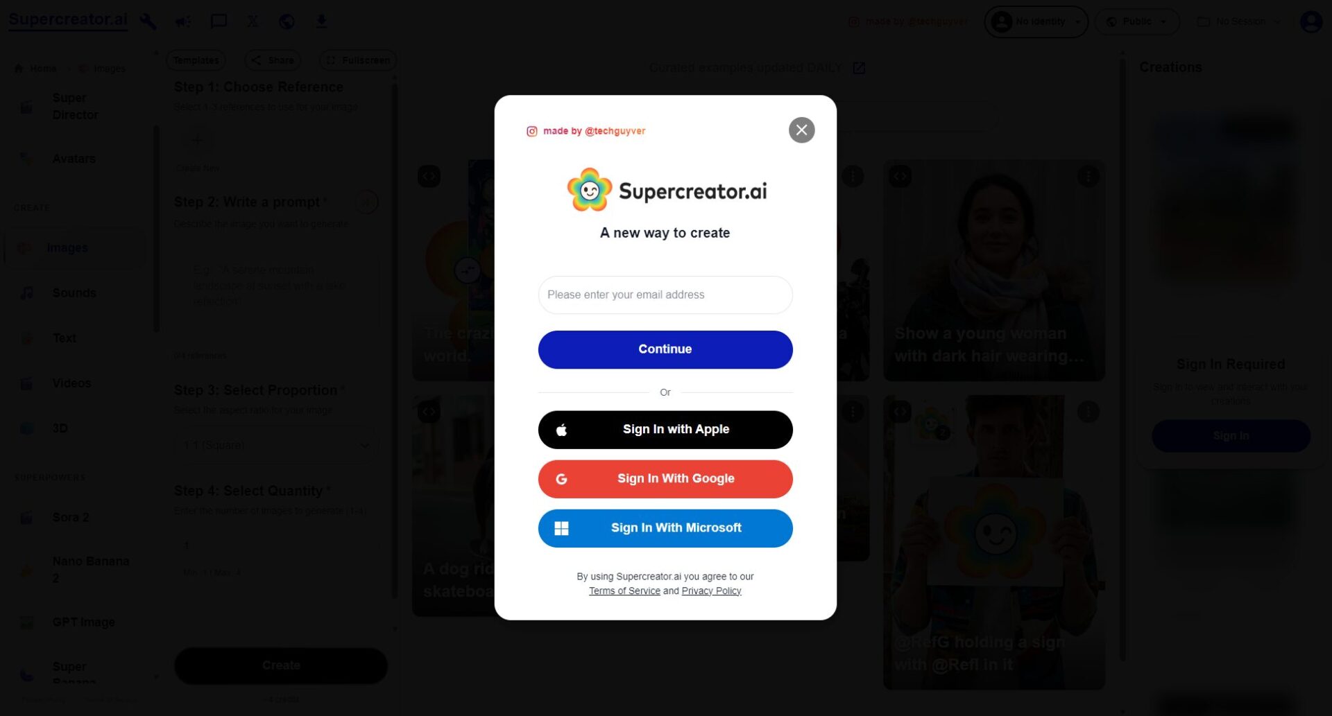 Supercreator.ai注册登录页