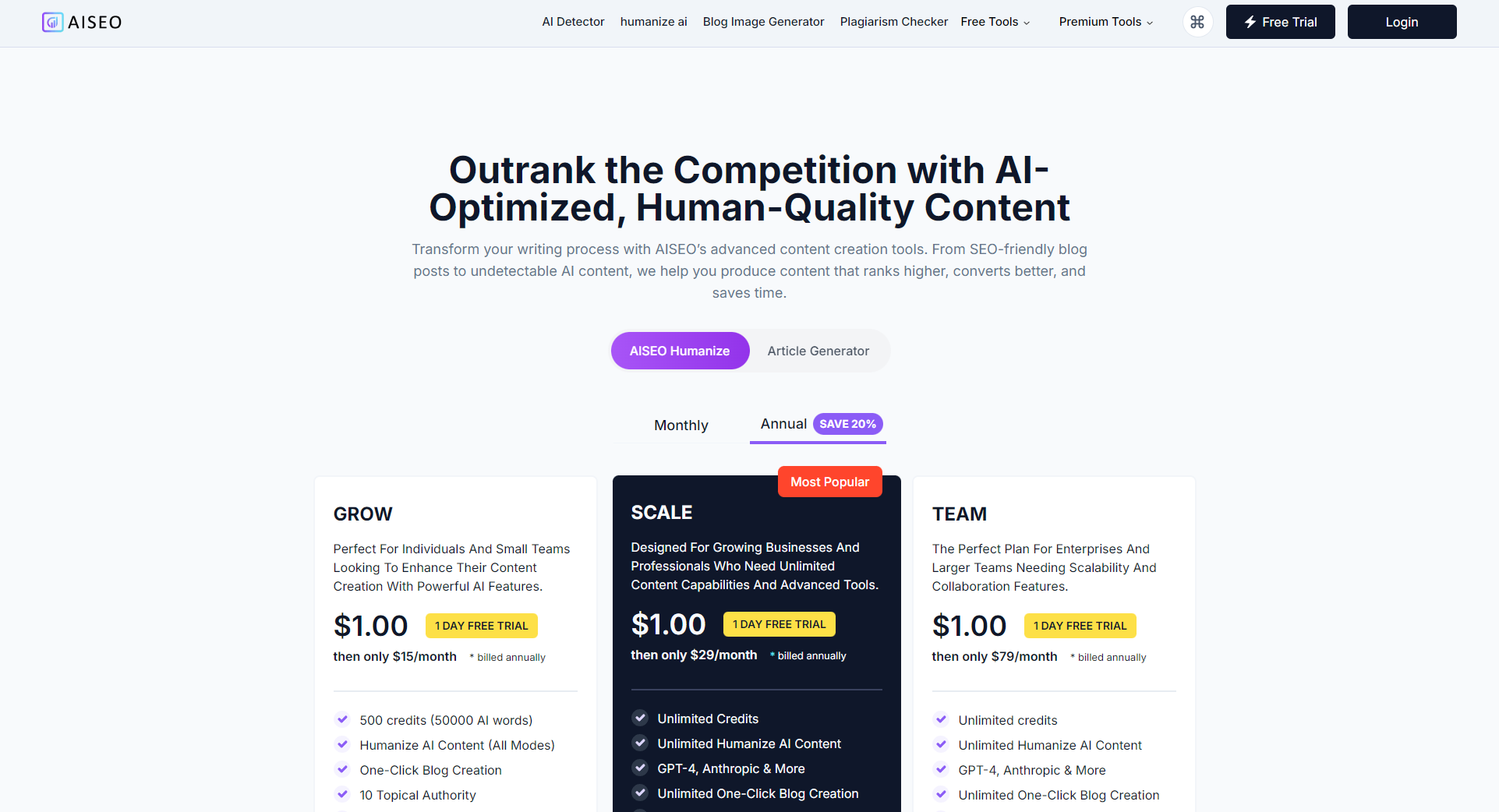 AISEO官网定价页面