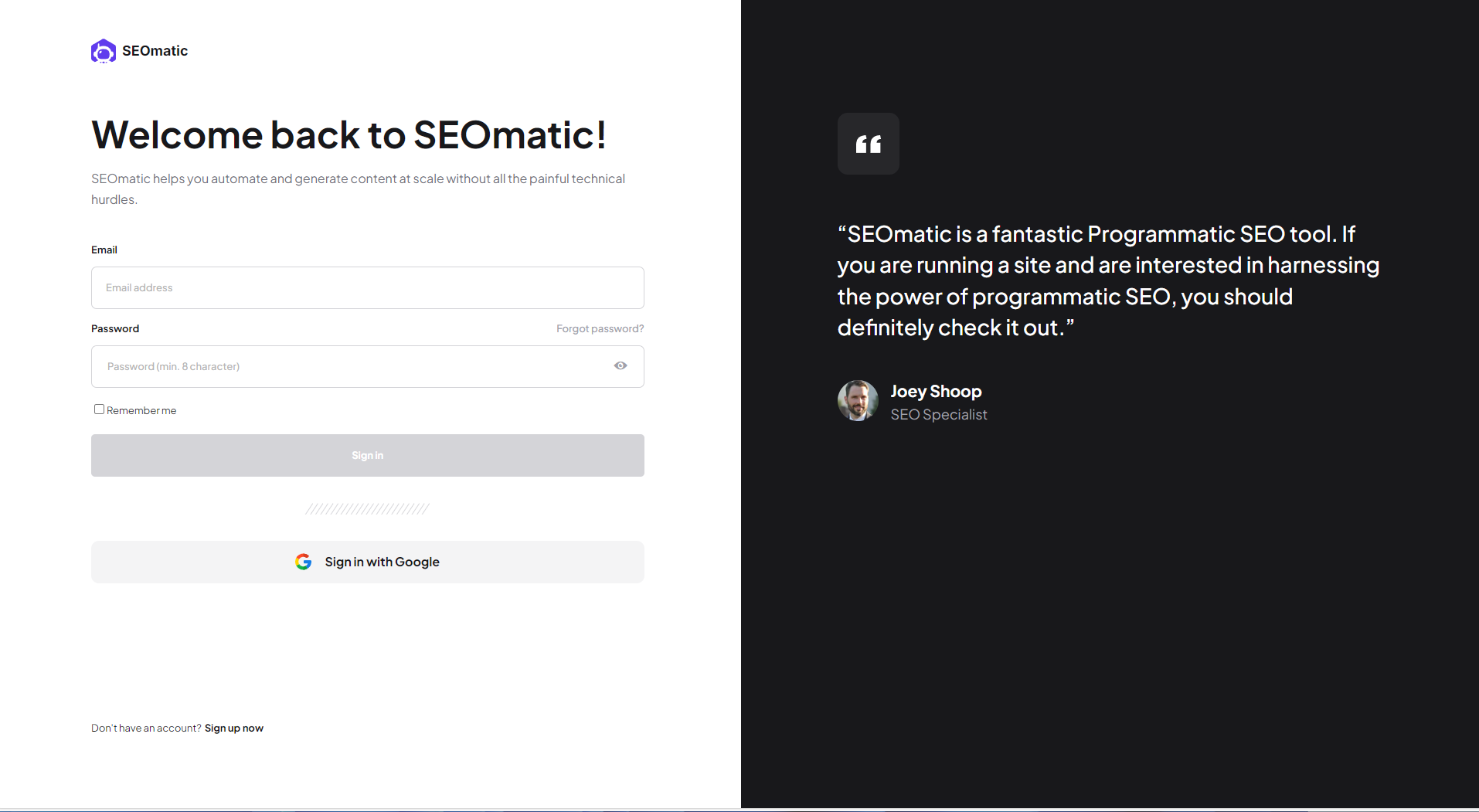 SEOmatic注册登录页