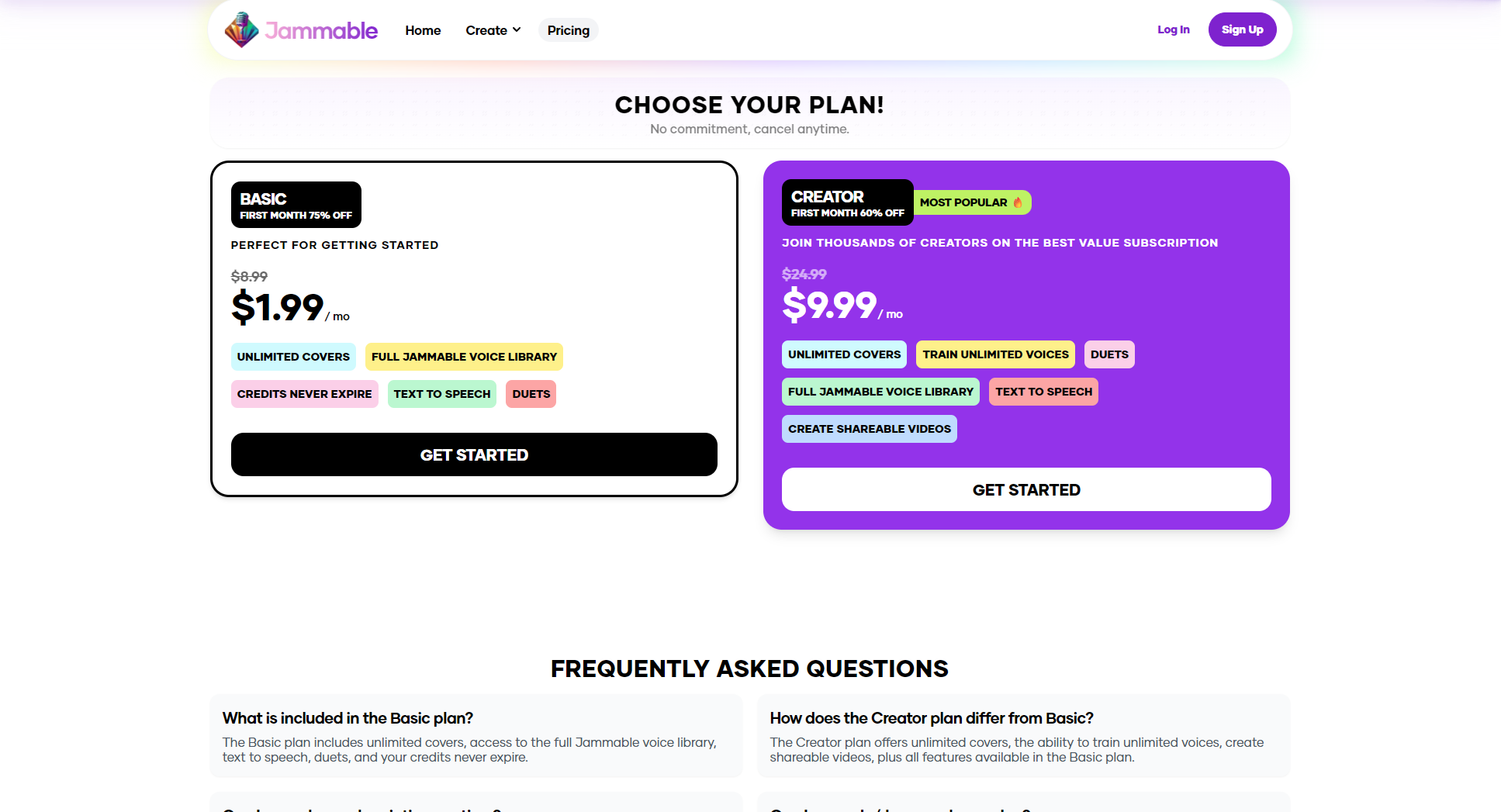 jammable价格方案页