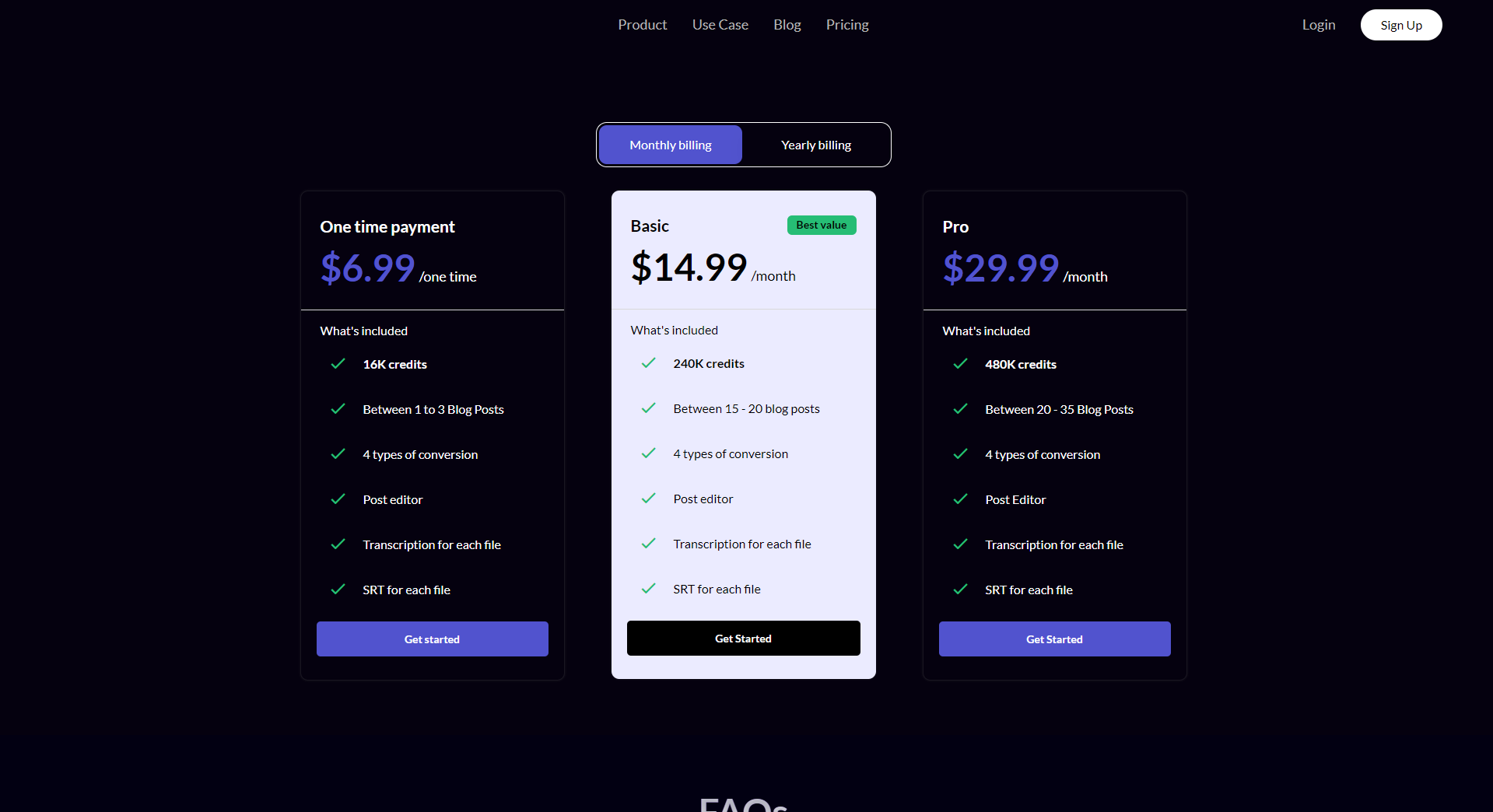 VoicePen价格方案页