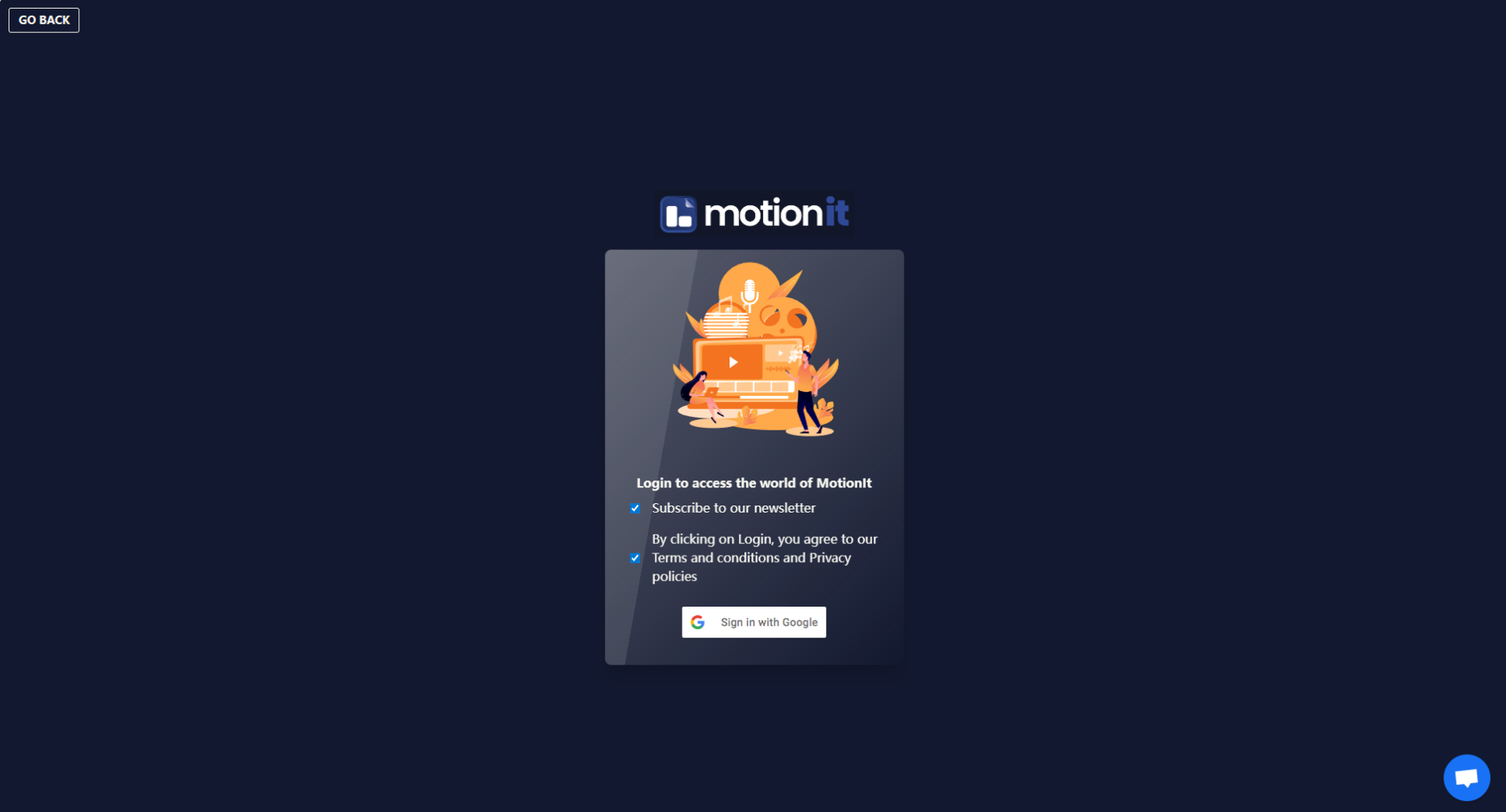 MotionIt AI注册登录页