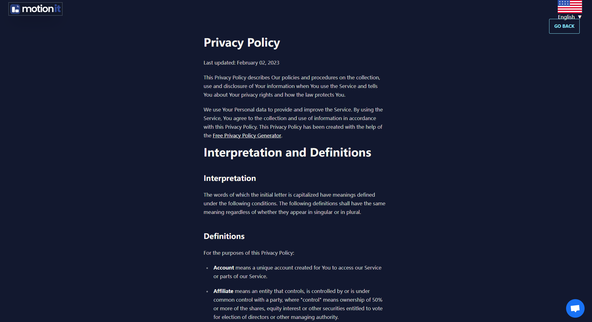 MotionIt AI隐私政策