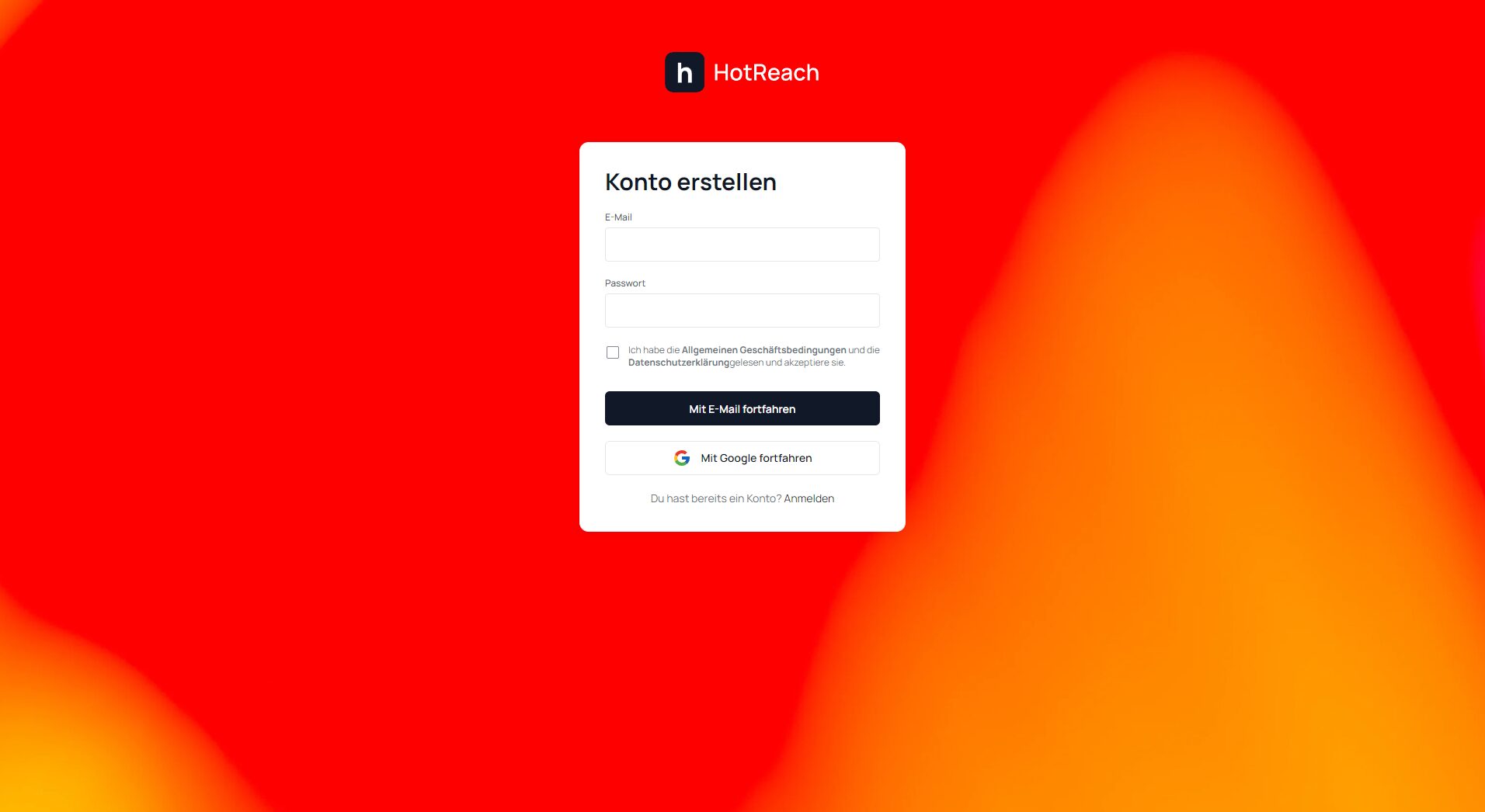 Hot Reach AI注册登录页