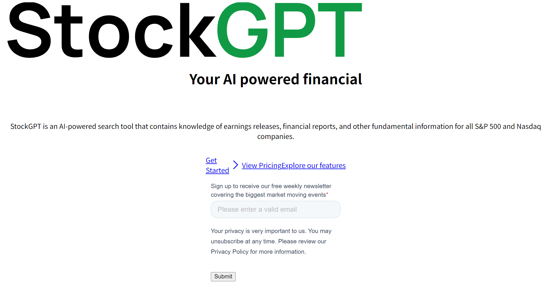 StockGPT官网页面截图