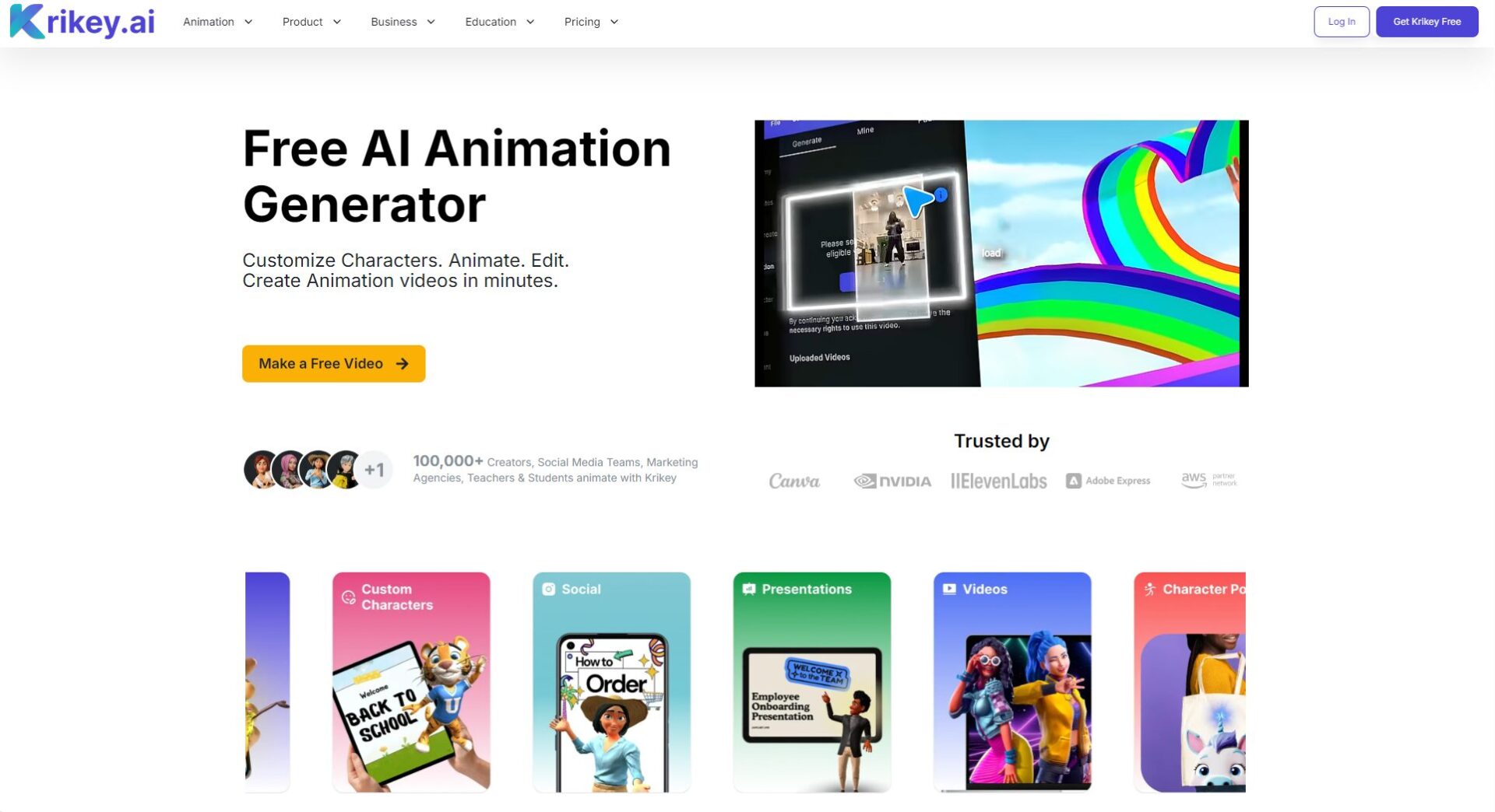 Krikey AI官网界面