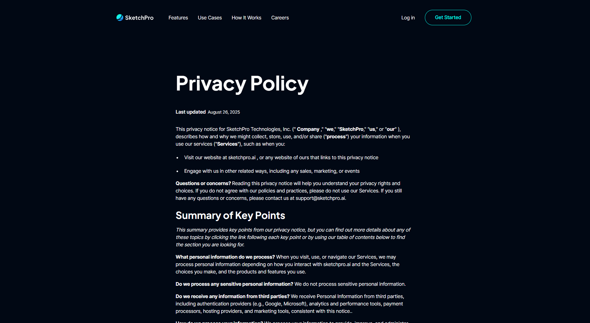 SketchPro隐私政策