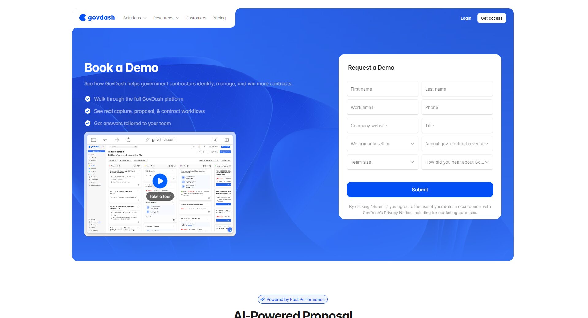 GovDash demo申请页