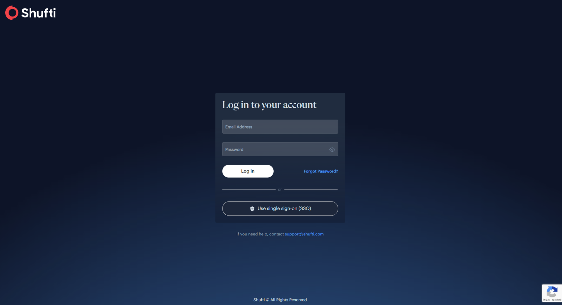 Shufti注册登录页