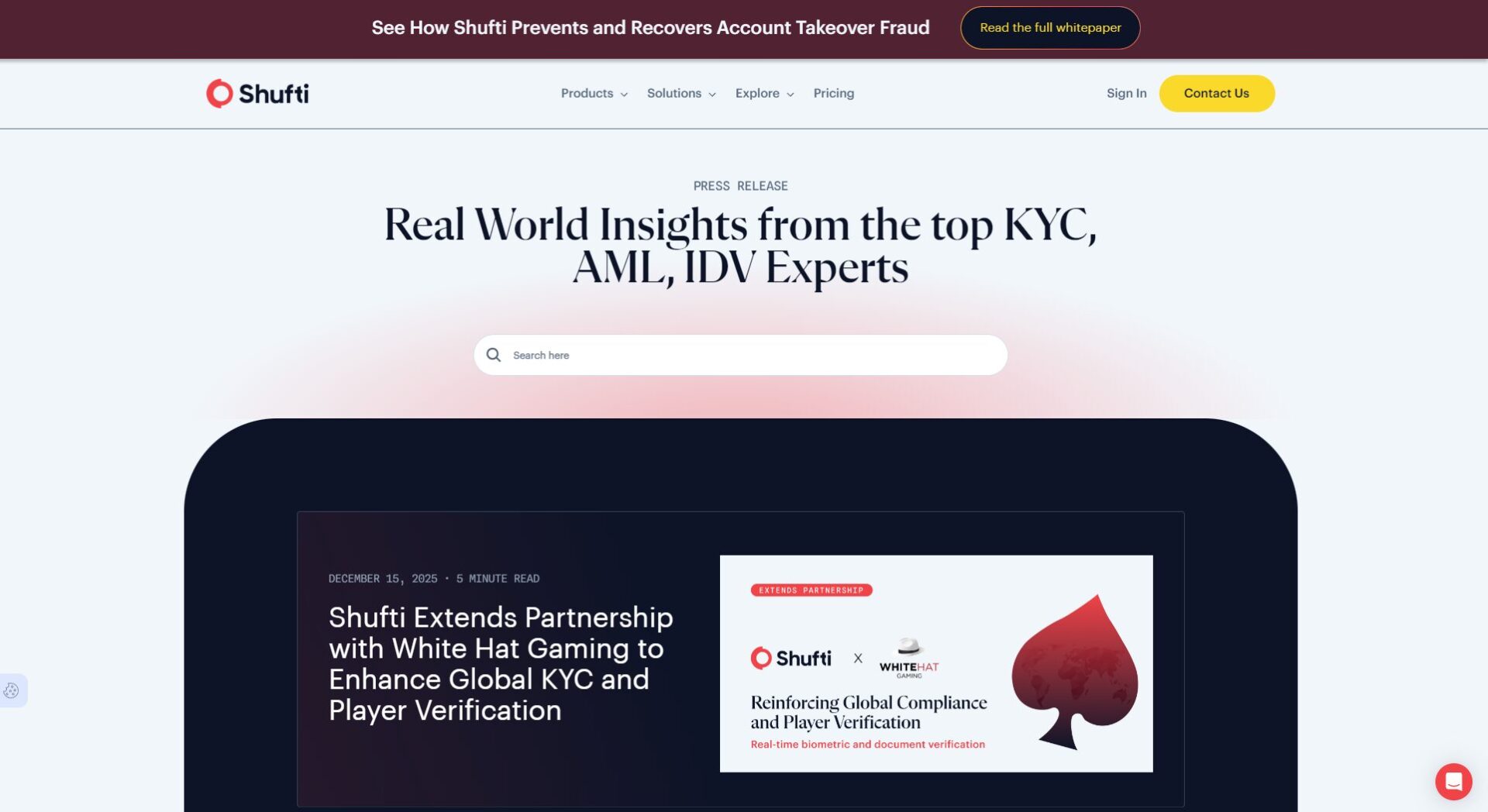 Shufti新闻与奖项页面