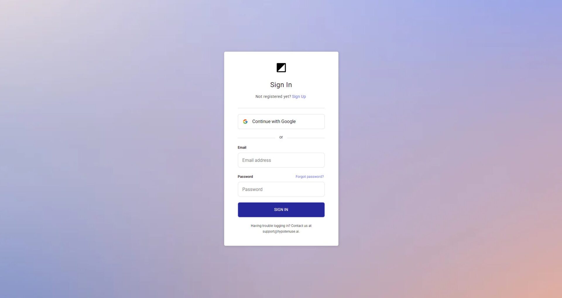 hypotenuse ai注册登录页