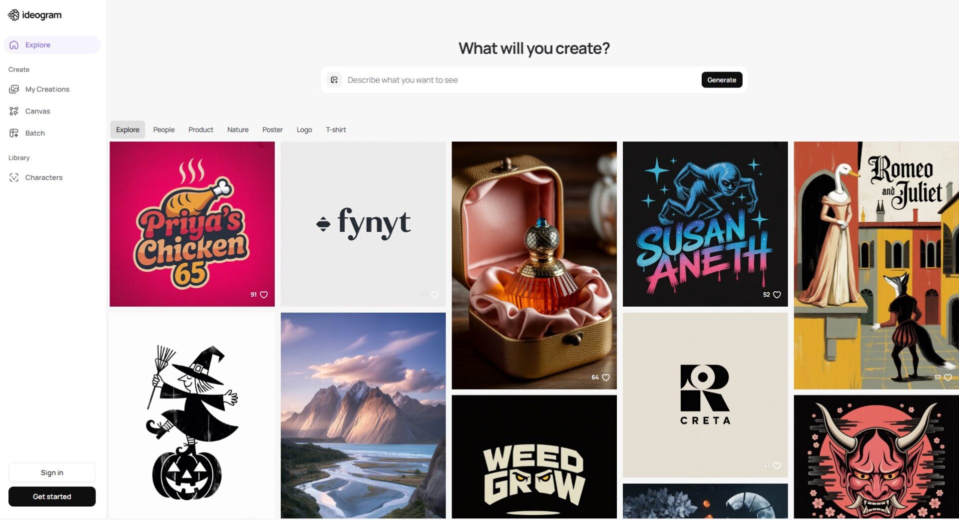 Ideogram官网截图