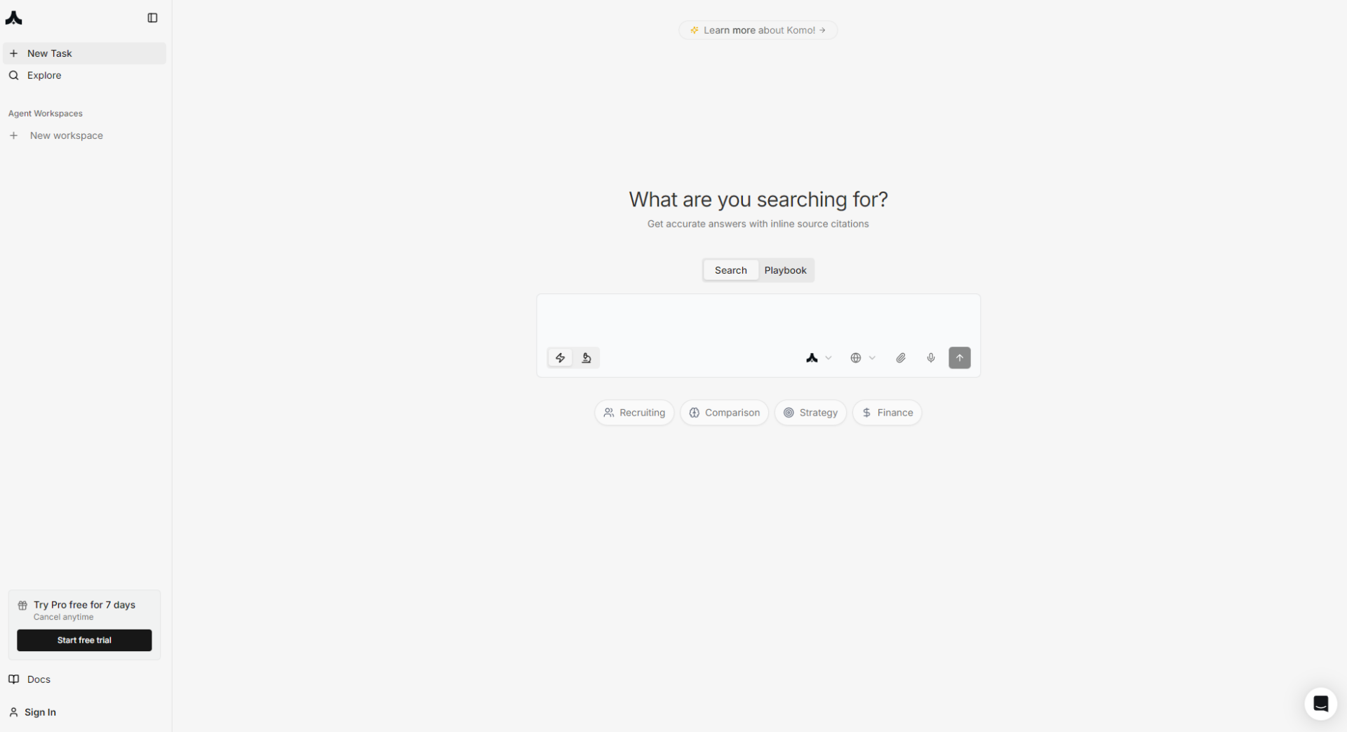 Komo Search官网界面