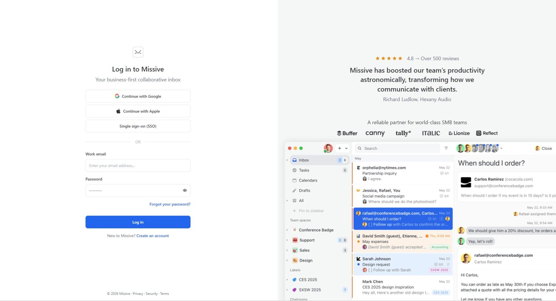 Missive注册登录页