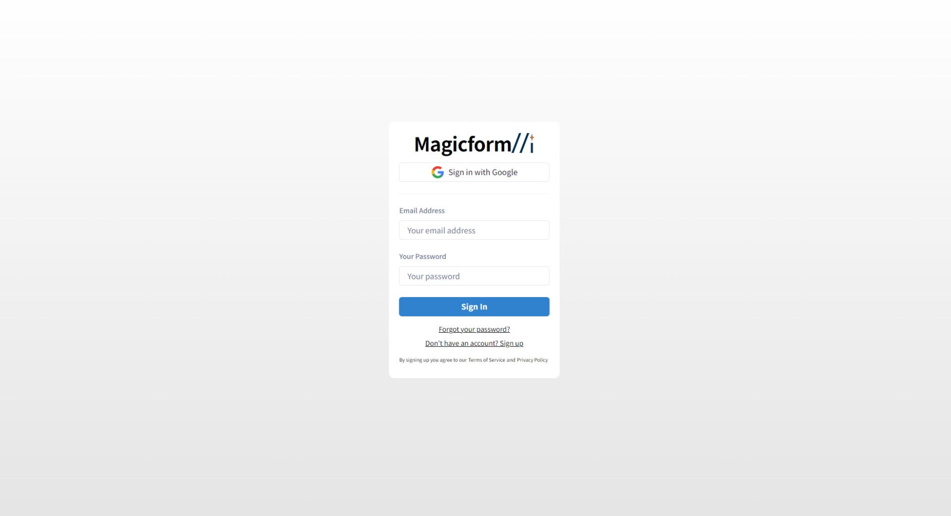 MagicForm AI注册登录页