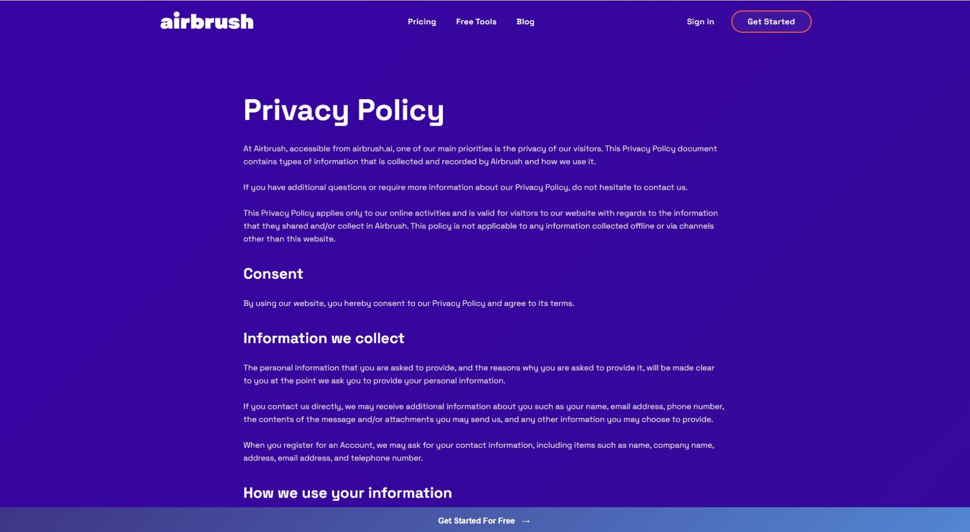 Airbrush隐私政策