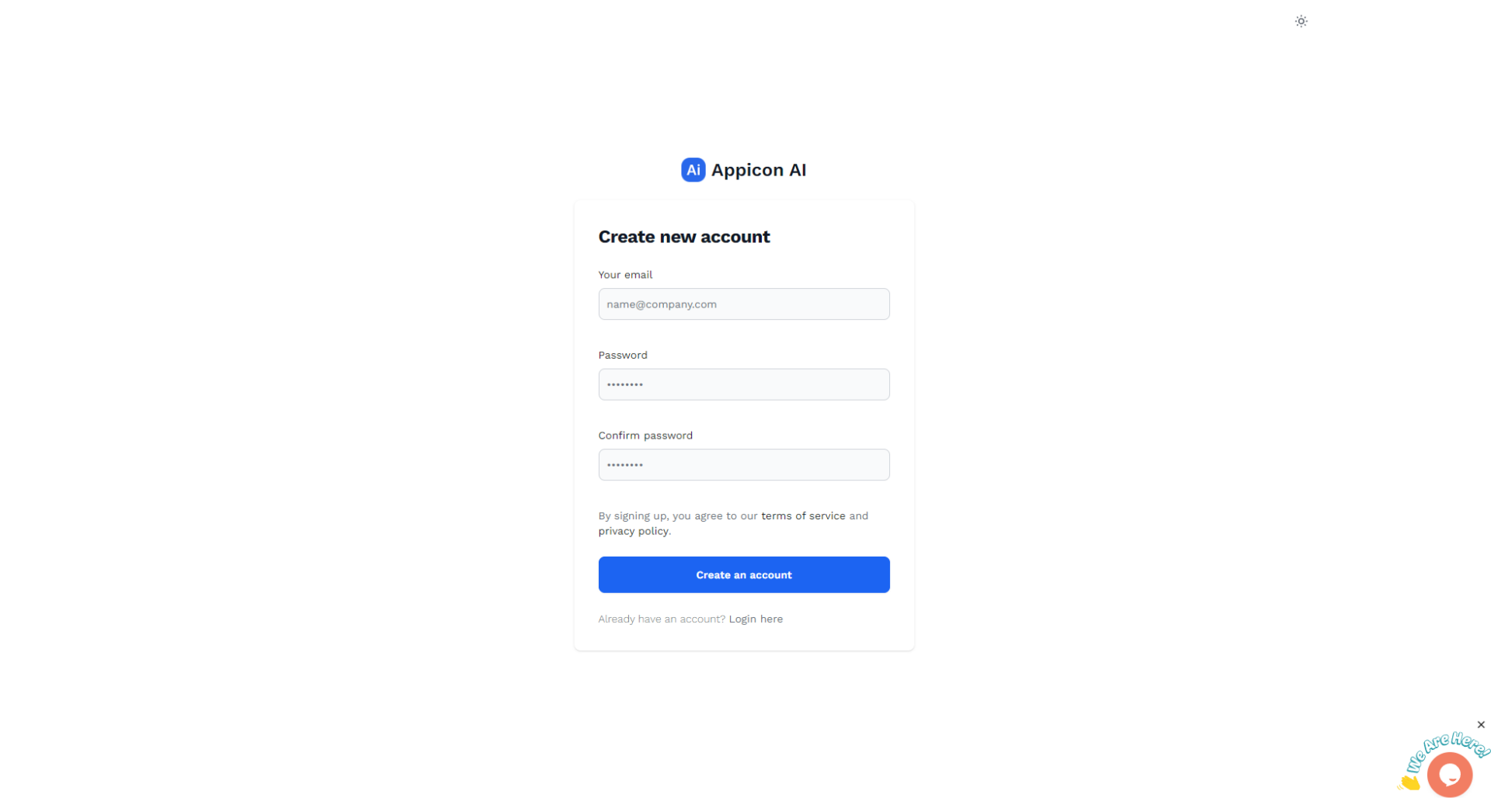 Appicons.ai注册登录页