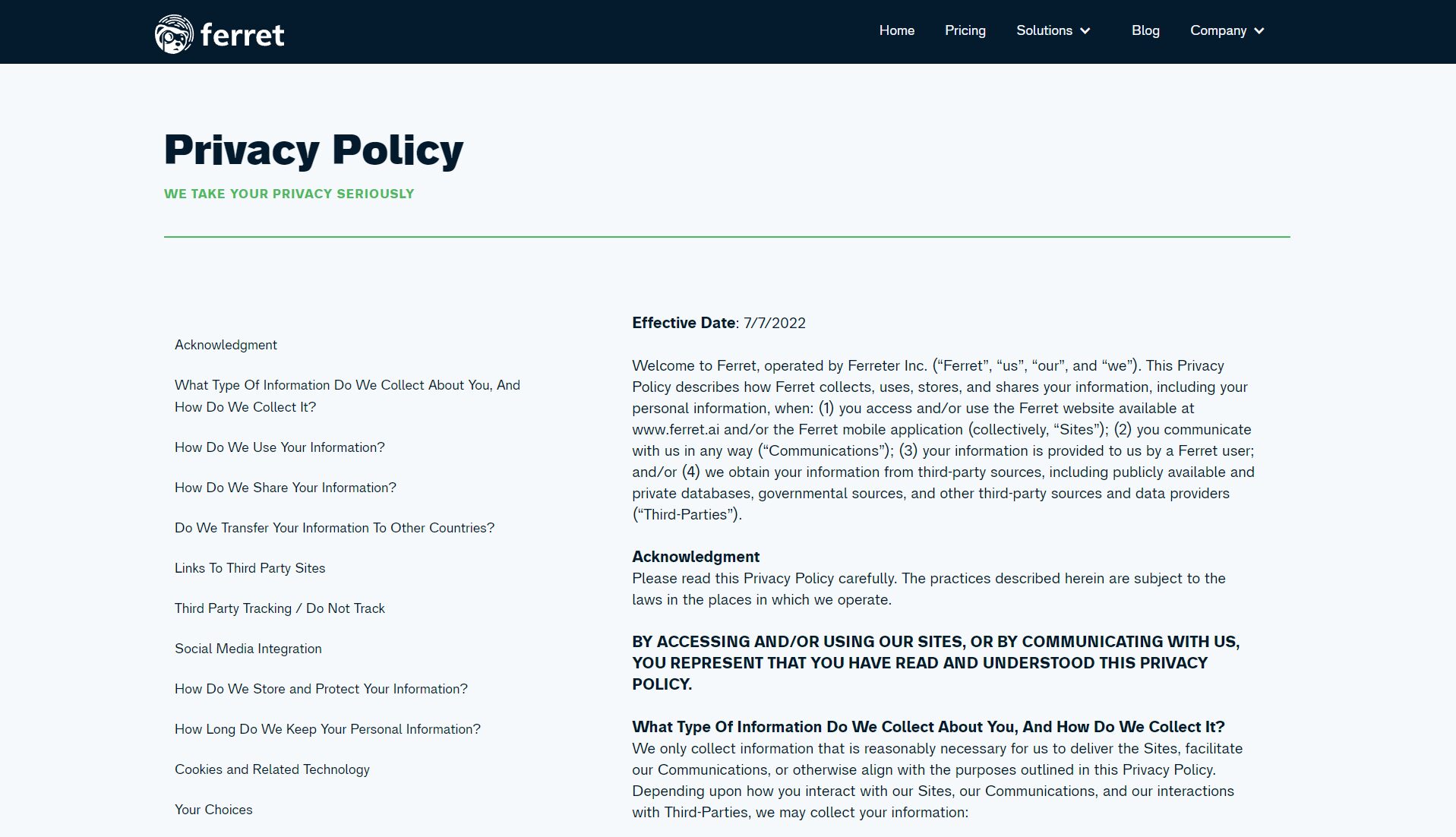 Official Privacy Policy