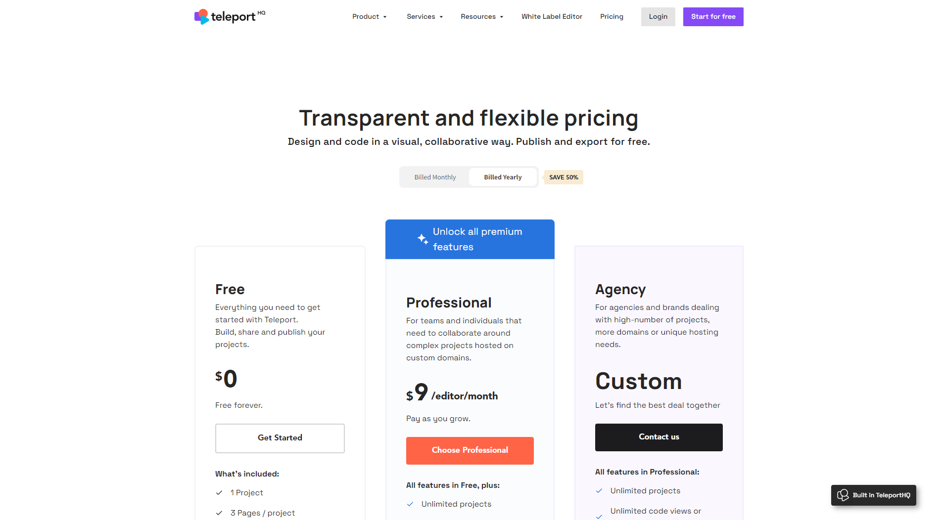 teleporthq价格方案